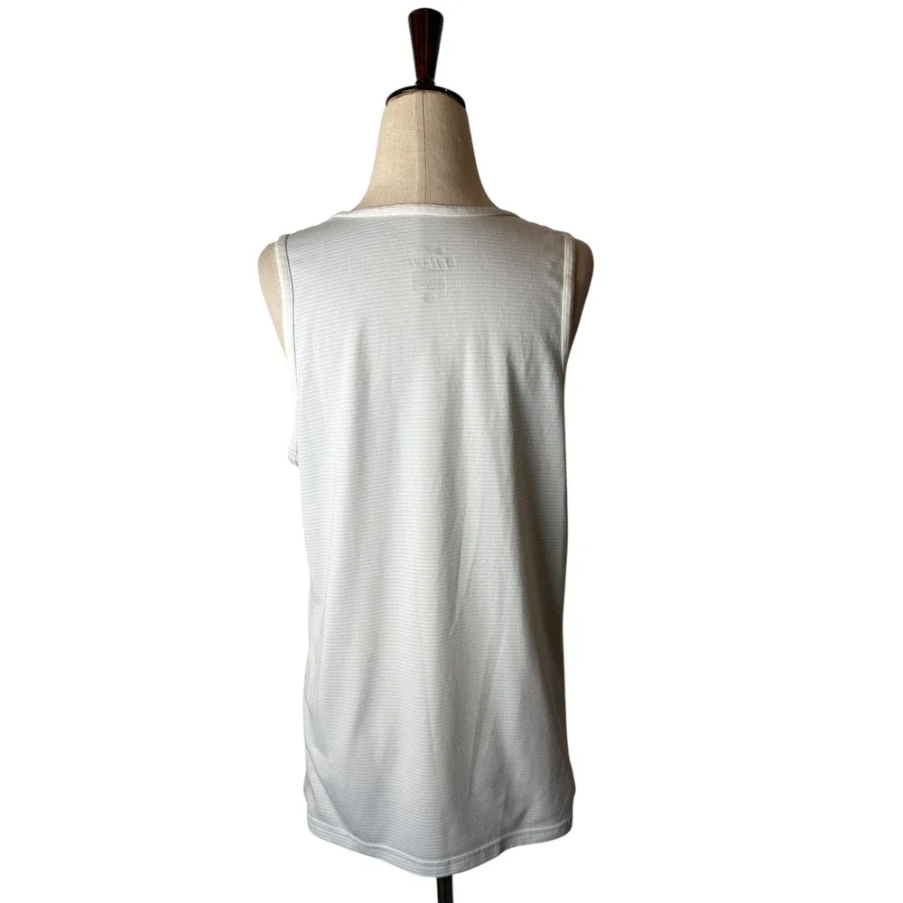 Nike Dri FIT Tank Top Women Small White Blue Stripe‎ Racerback Athletic Running